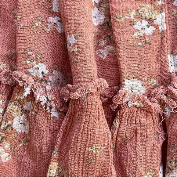 Agua Bendita mini strapless Dress smocked back flower print dust pink size L - Picture 6 of 11